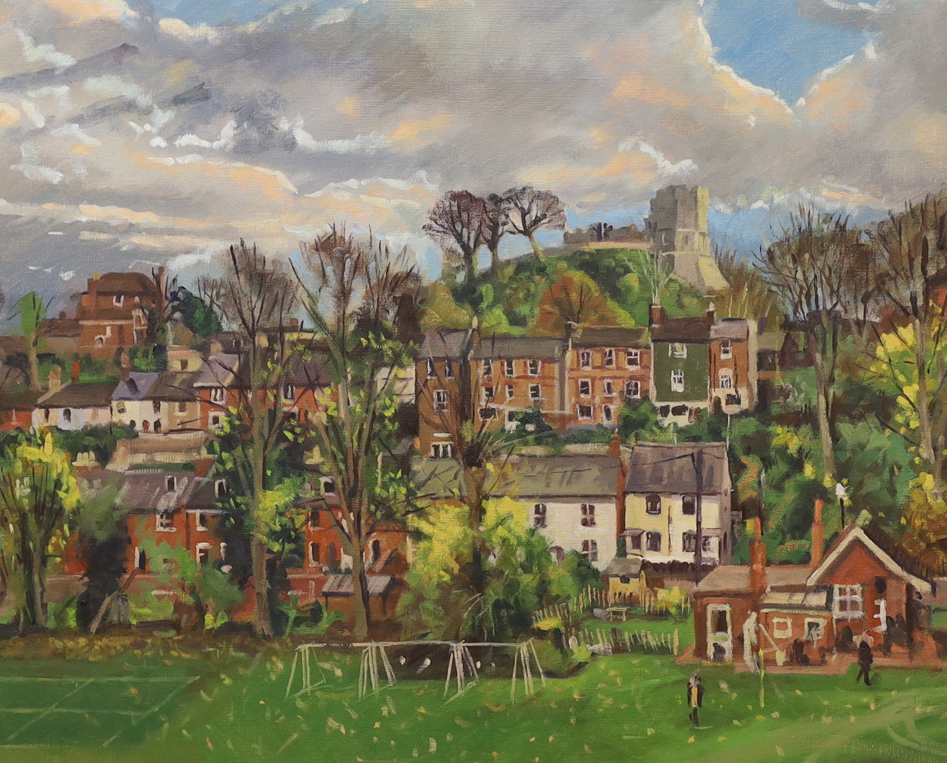 R. Denyer (local), oil on canvas, Lewes scene, signed, 39 x 49cm